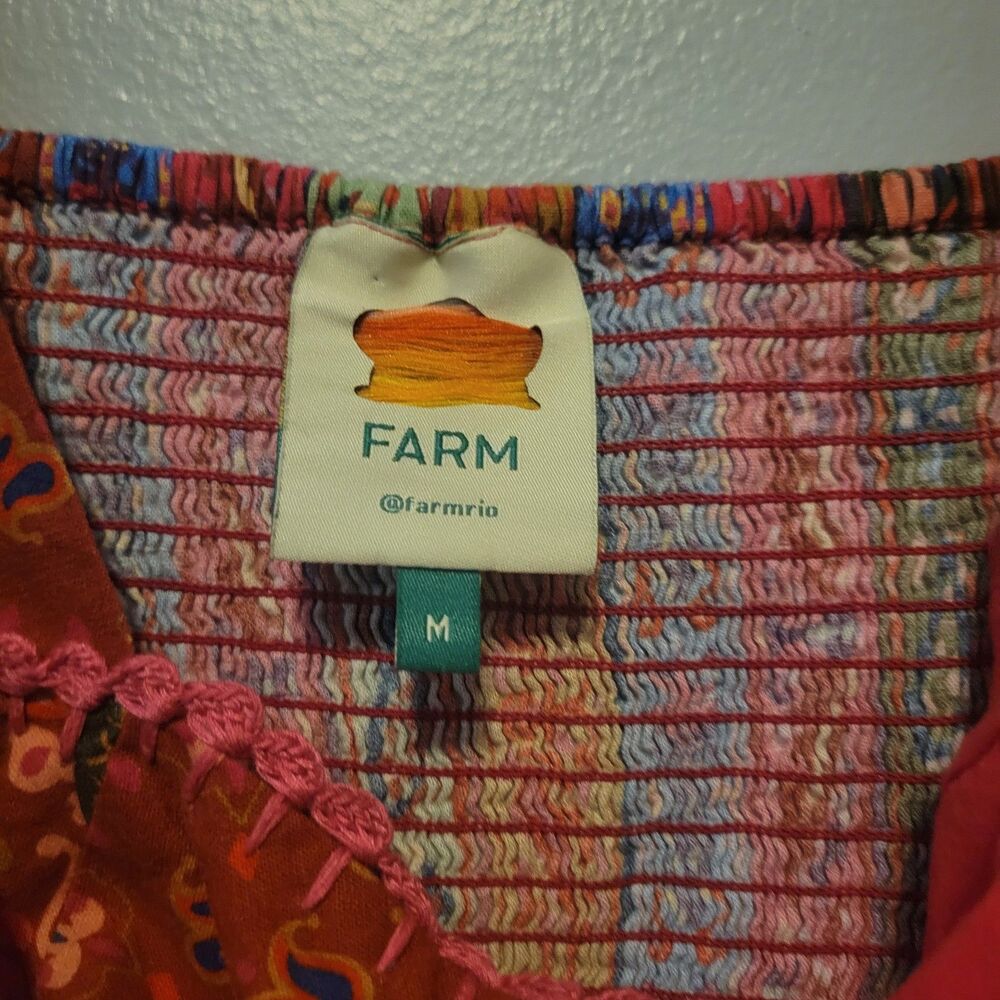 FARM RIO Red Patchwork Bandana Sleeveless Embroidered Mini Dress Women's Medium - Picture 5 of 15